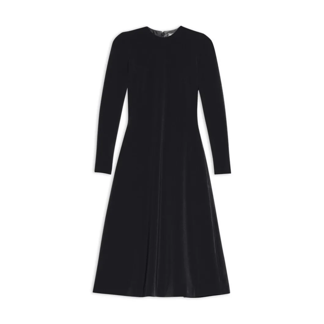 Abito A-line A Girocollo da Donna in Nero