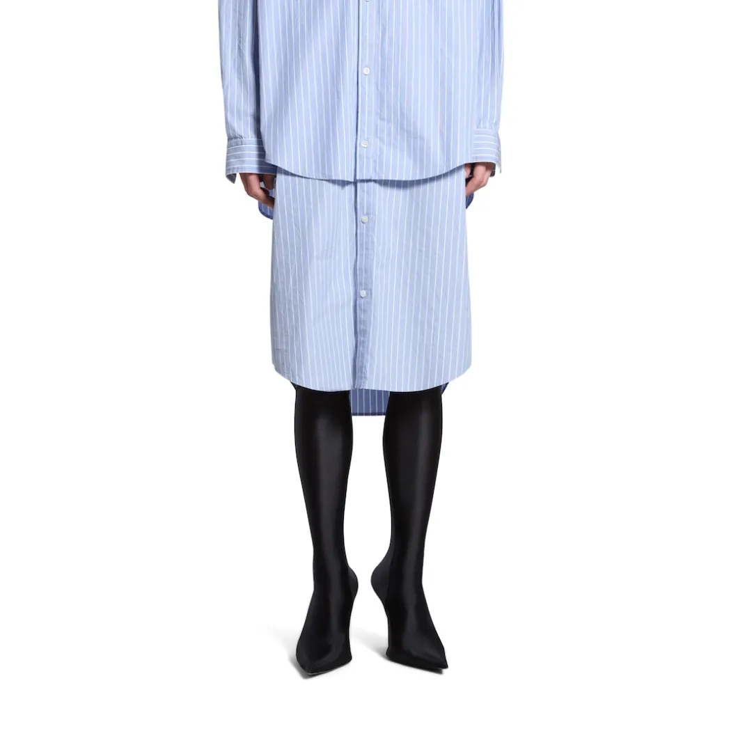 Abito Chemisier Layered Bb Classic da Donna in Azzuro/bianco