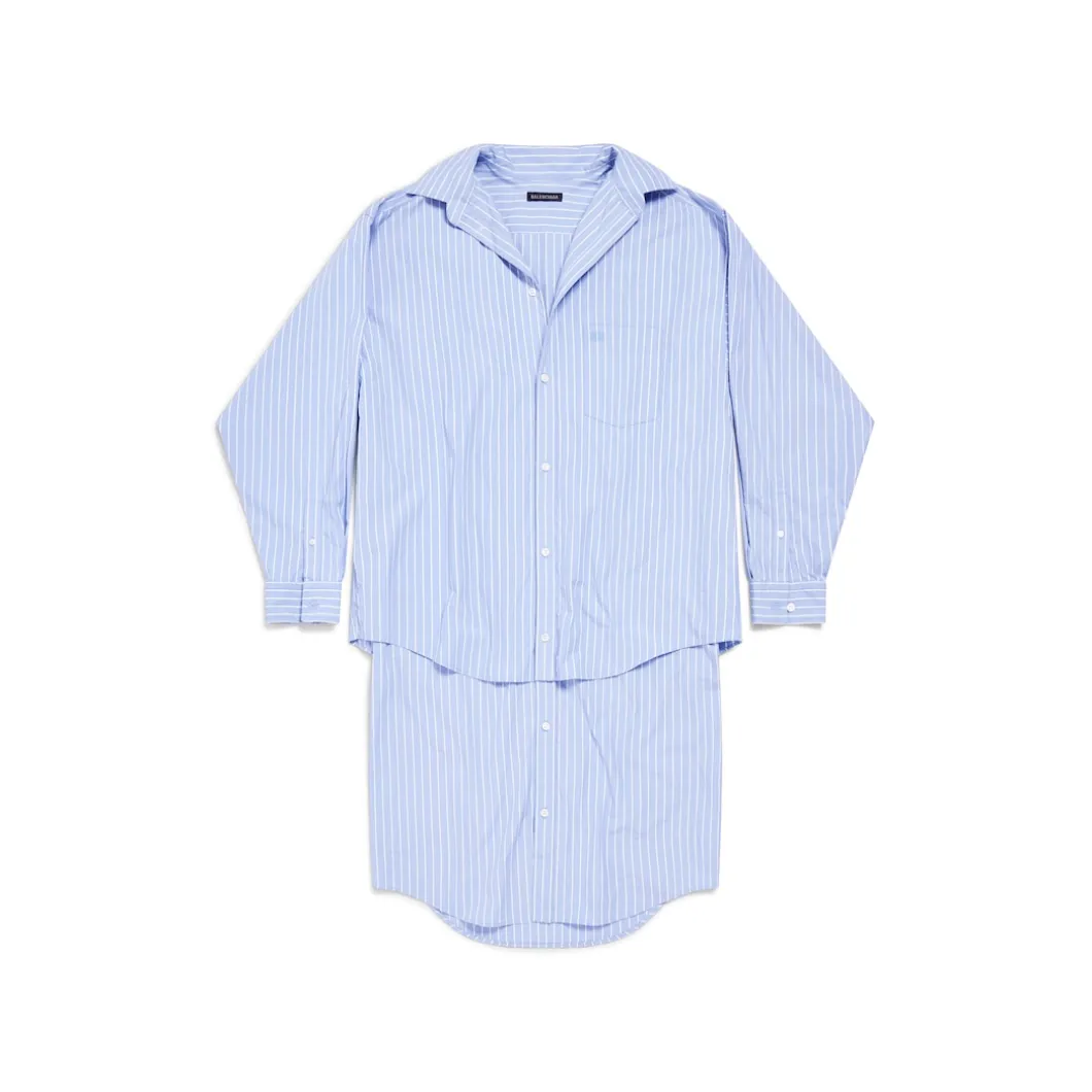 Abito Chemisier Layered Bb Classic da Donna in Azzuro/bianco
