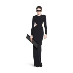 Abito Cut-out Maxi da Donna in Nero
