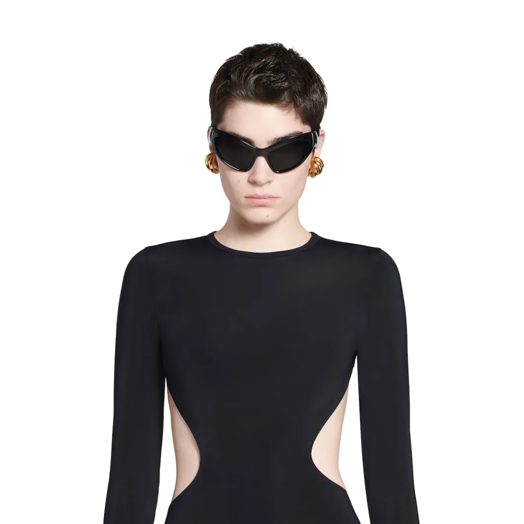 Abito Cut-out Maxi da Donna in Nero