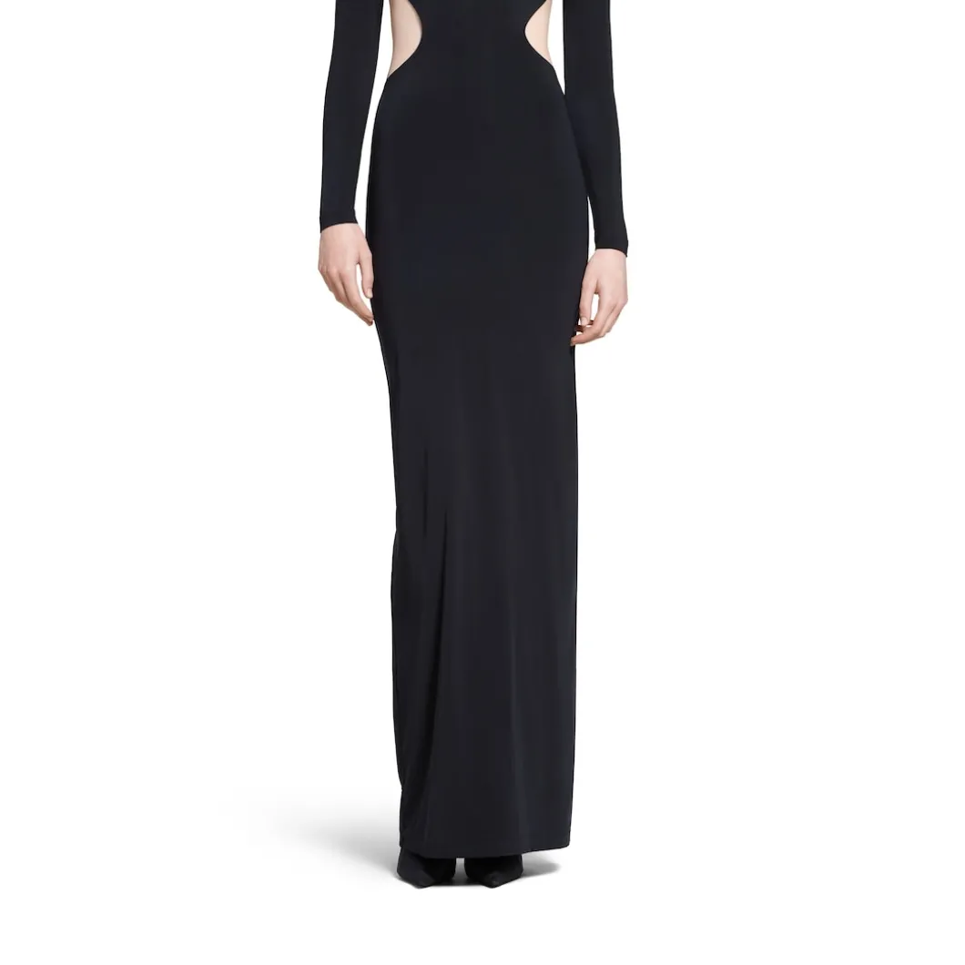 Abito Cut-out Maxi da Donna in Nero
