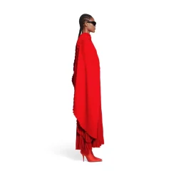 Abito Drape A Pieghe da Donna in Rosso