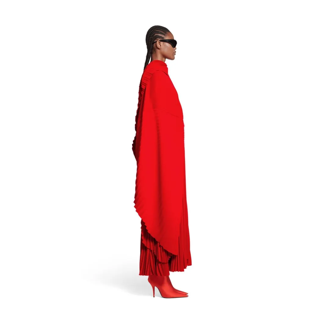 Abito Drape A Pieghe da Donna in Rosso