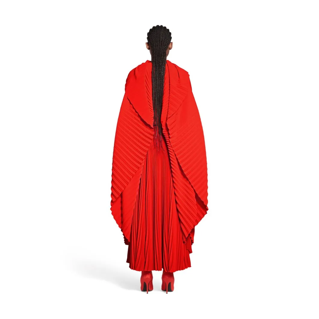 Abito Drape A Pieghe da Donna in Rosso