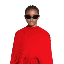 Abito Drape A Pieghe da Donna in Rosso
