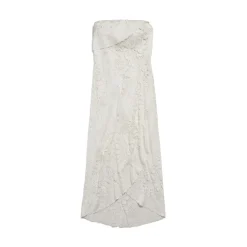 Abito Drappeggiato Upcycled da Donna in Bianco Sporco