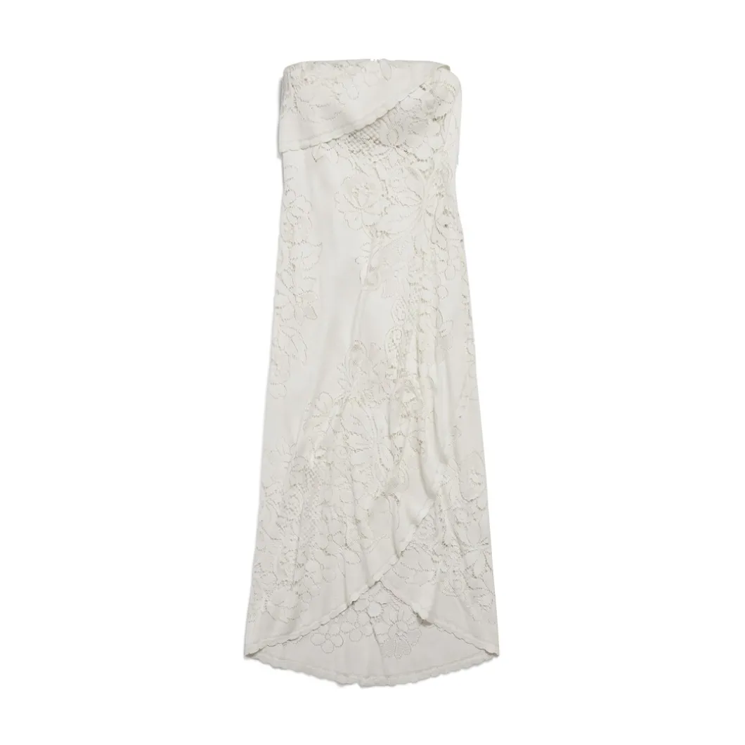Abito Drappeggiato Upcycled da Donna in Bianco Sporco