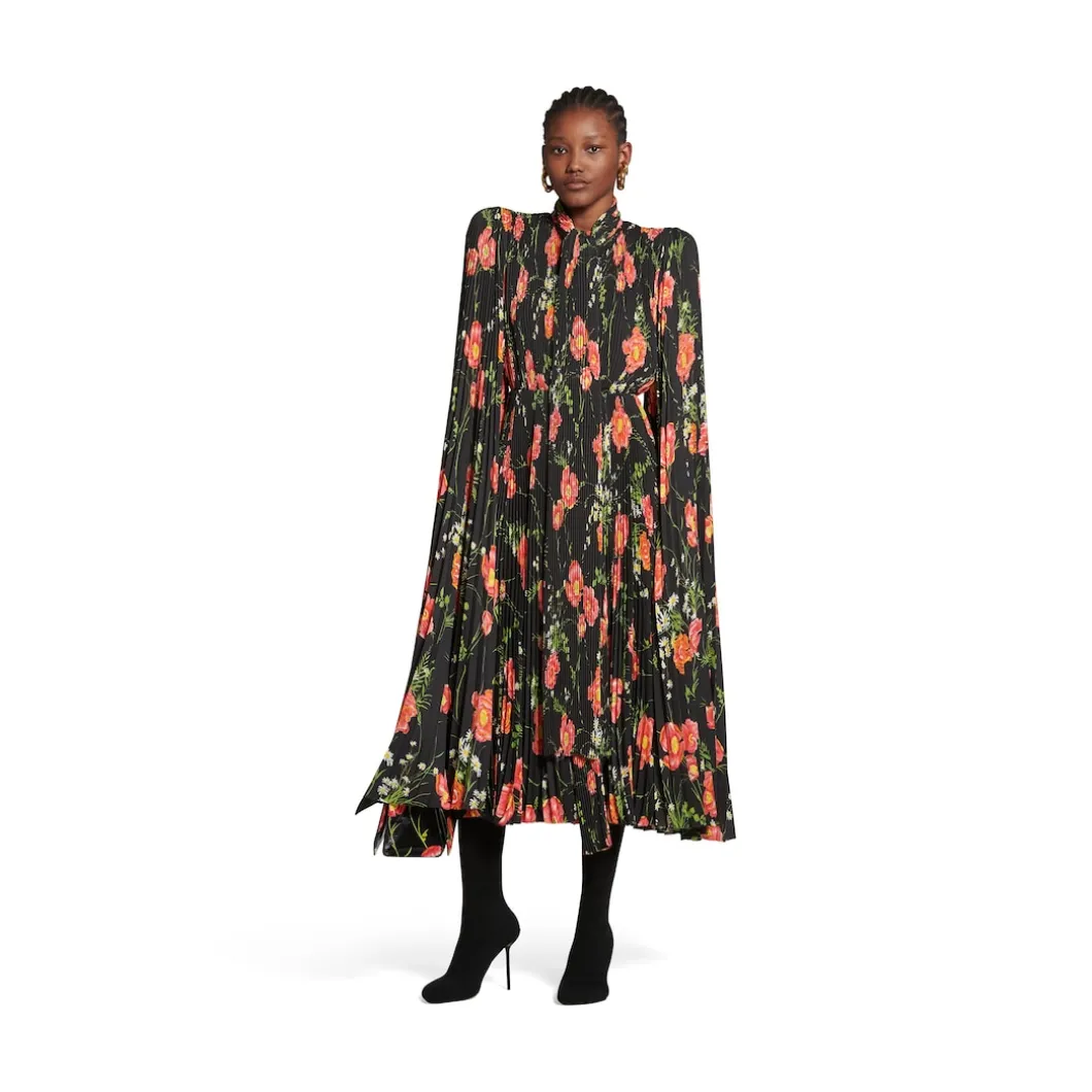 Abito Foulard A Pieghe Poppy da Donna in Nero