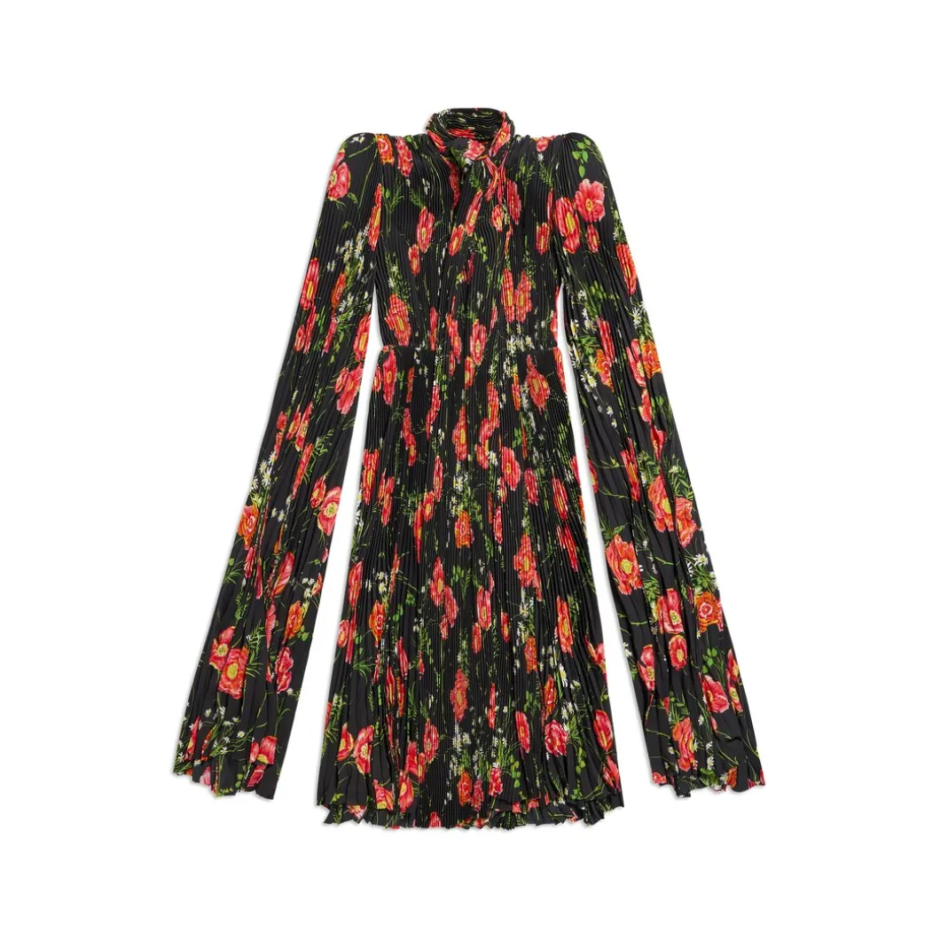 Abito Foulard A Pieghe Poppy da Donna in Nero