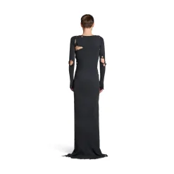 Abito Lingerie Maxi da Donna in Nero