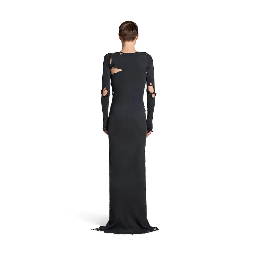 Abito Lingerie Maxi da Donna in Nero