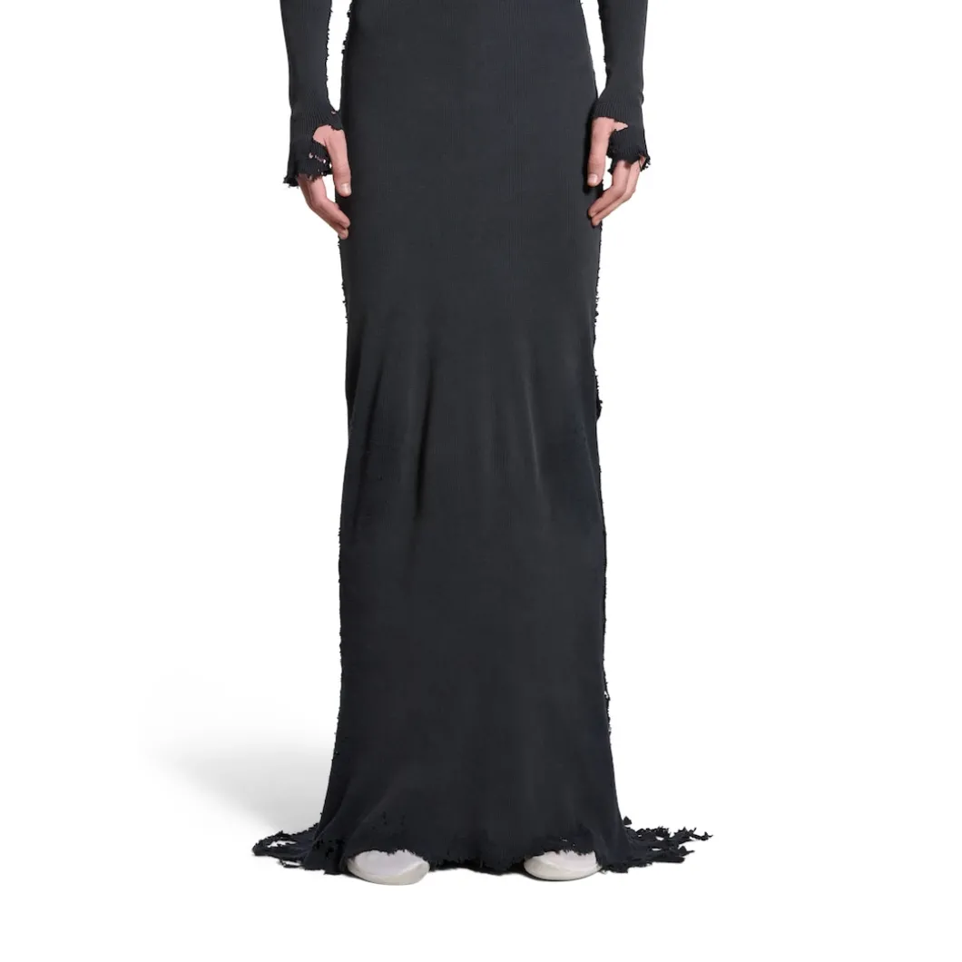 Abito Lingerie Maxi da Donna in Nero