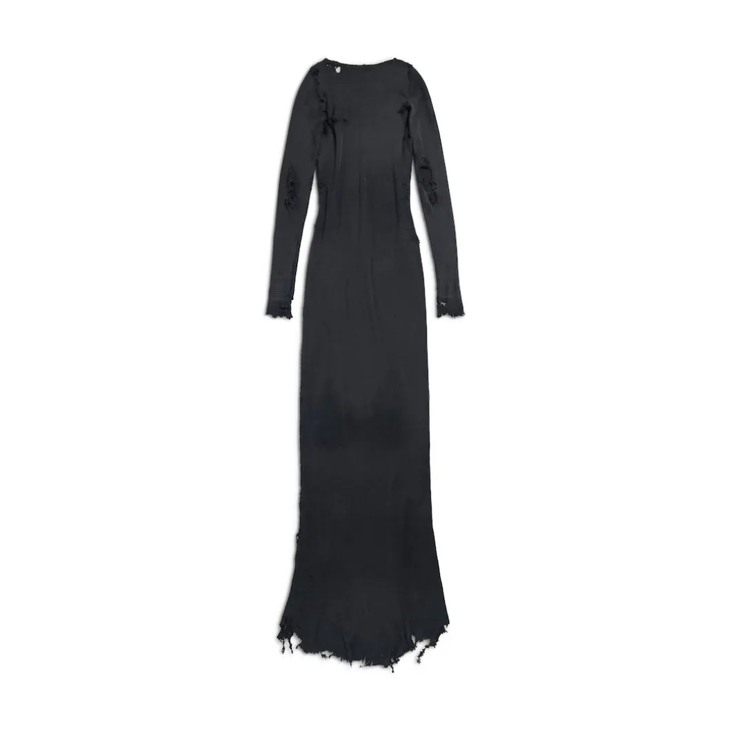 Abito Lingerie Maxi da Donna in Nero