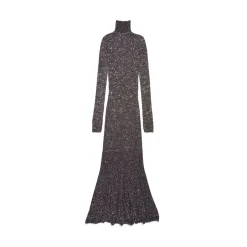 Abito Maxi da Donna in Nero/argento