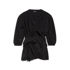 Abito Mini Con Scollo A V da Donna in Nero