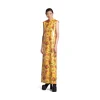 Abito Senza Maniche Faux Vinyl Floral da Donna in Arancione