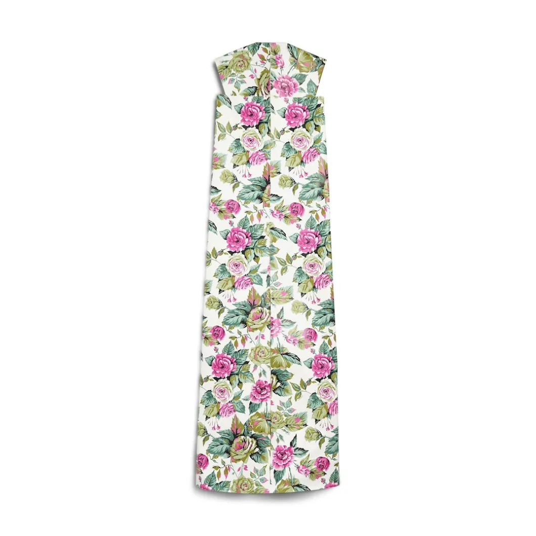 Abito Senza Maniche Tablecloth Floral da Donna in Bianco/rosa