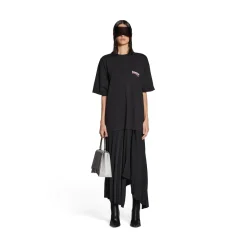 Abito Stile T-shirt A Pieghe Political Campaign da Donna in Nero