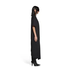 Abito Stile T-shirt A Pieghe Political Campaign da Donna in Nero