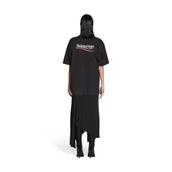 Abito Stile T-shirt A Pieghe Political Campaign da Donna in Nero
