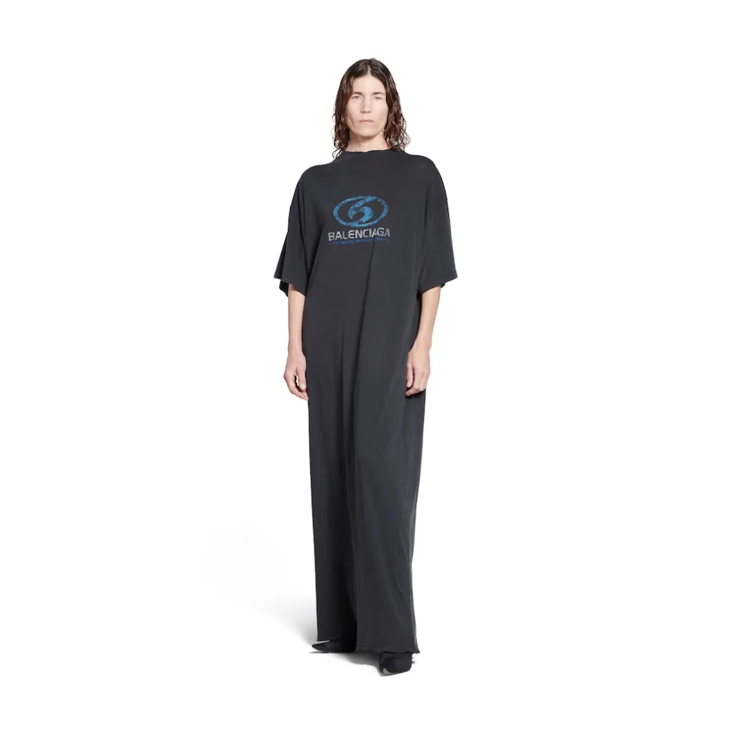 Abito Stile T-shirt Maxi Surfer da Donna in Nero/blu