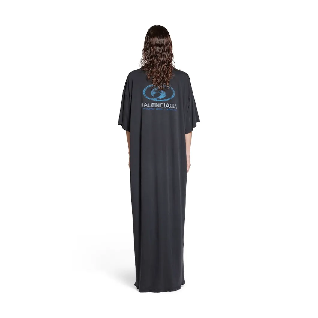 Abito Stile T-shirt Maxi Surfer da Donna in Nero/blu