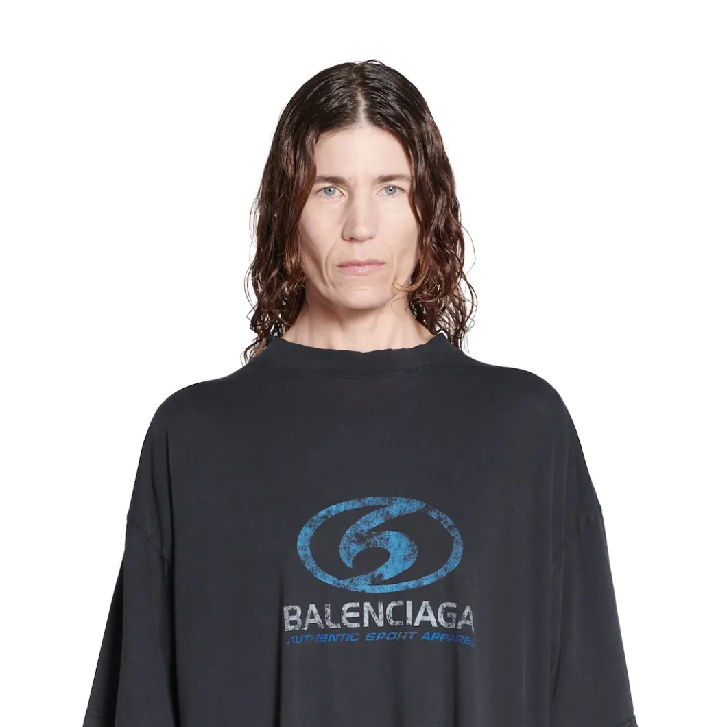 Abito Stile T-shirt Maxi Surfer da Donna in Nero/blu