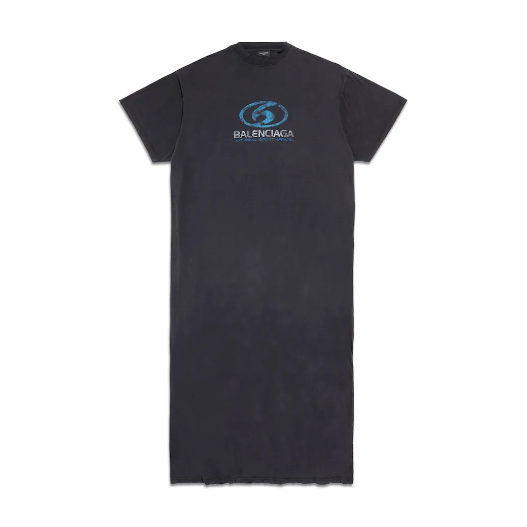 Abito Stile T-shirt Maxi Surfer da Donna in Nero/blu