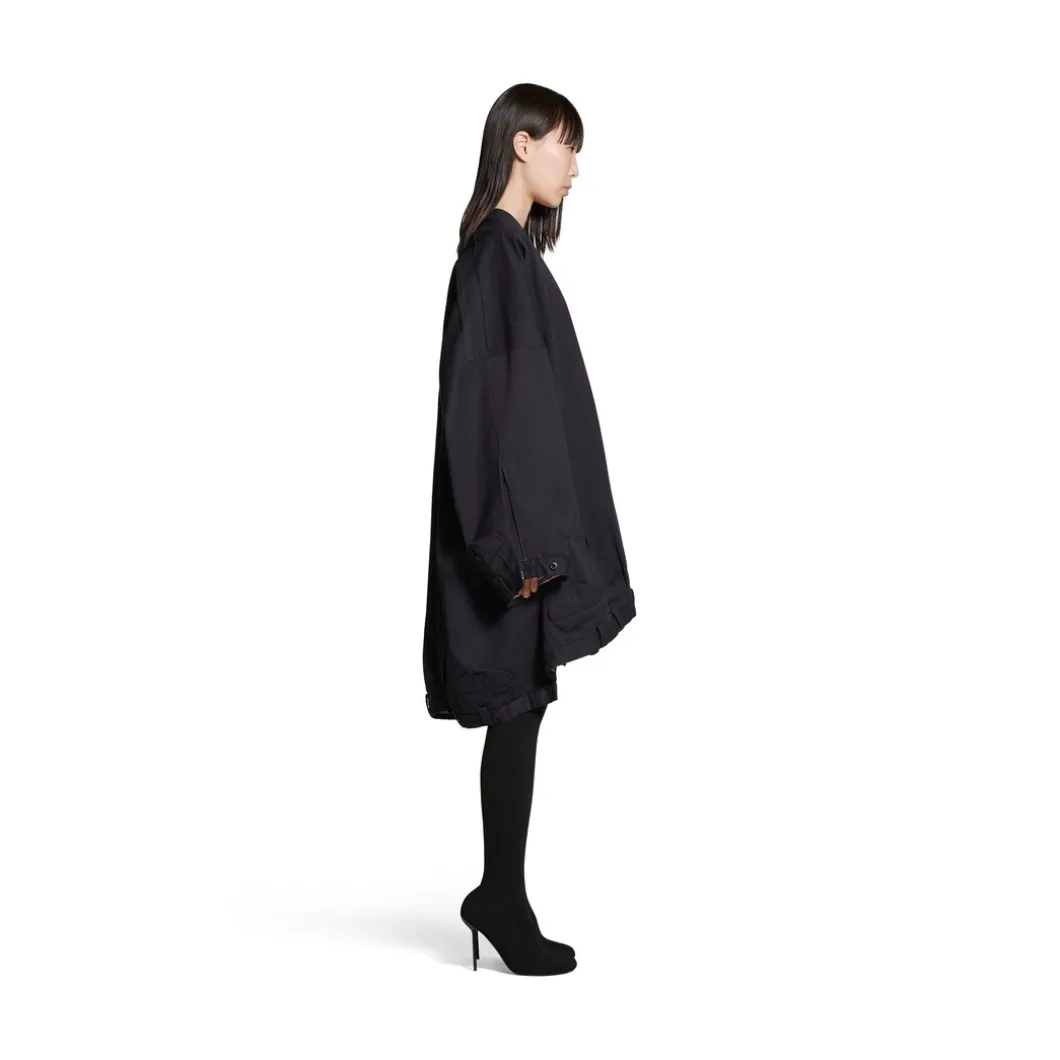 Abito Vareuse A Maniche Lunghe Upcycled da Donna in Navy Scuro