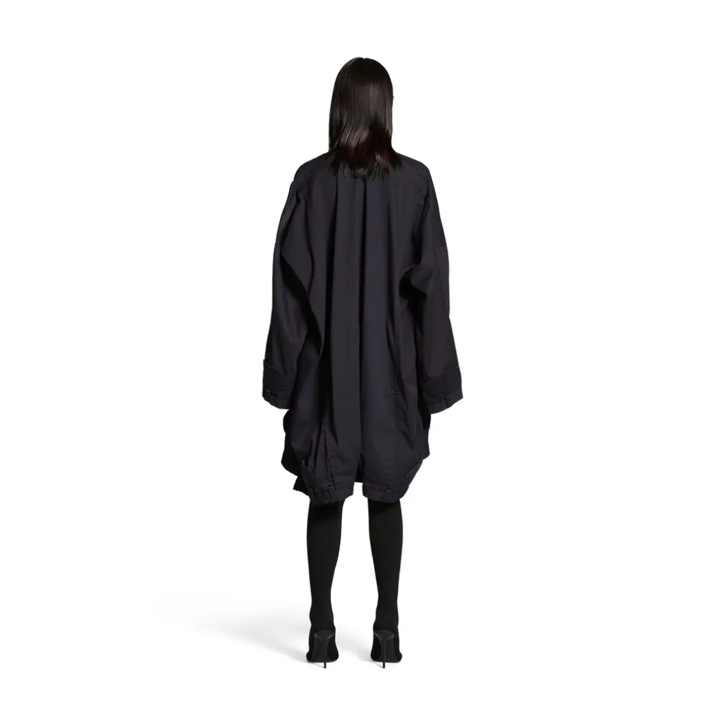 Abito Vareuse A Maniche Lunghe Upcycled da Donna in Navy Scuro