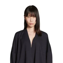 Abito Vareuse A Maniche Lunghe Upcycled da Donna in Navy Scuro