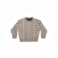 Bambini - Pullover Mini Allover Logo in Beige Scuro