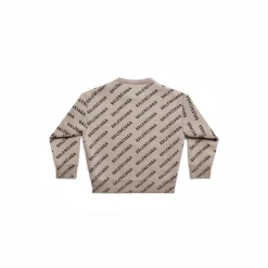 Bambini - Pullover Mini Allover Logo in Beige Scuro
