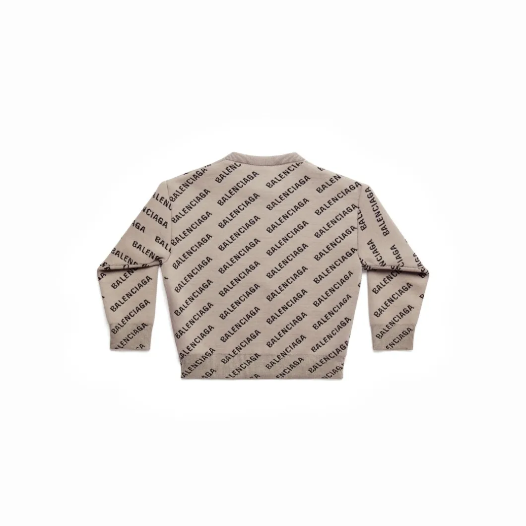 Bambini - Pullover Mini Allover Logo in Beige Scuro