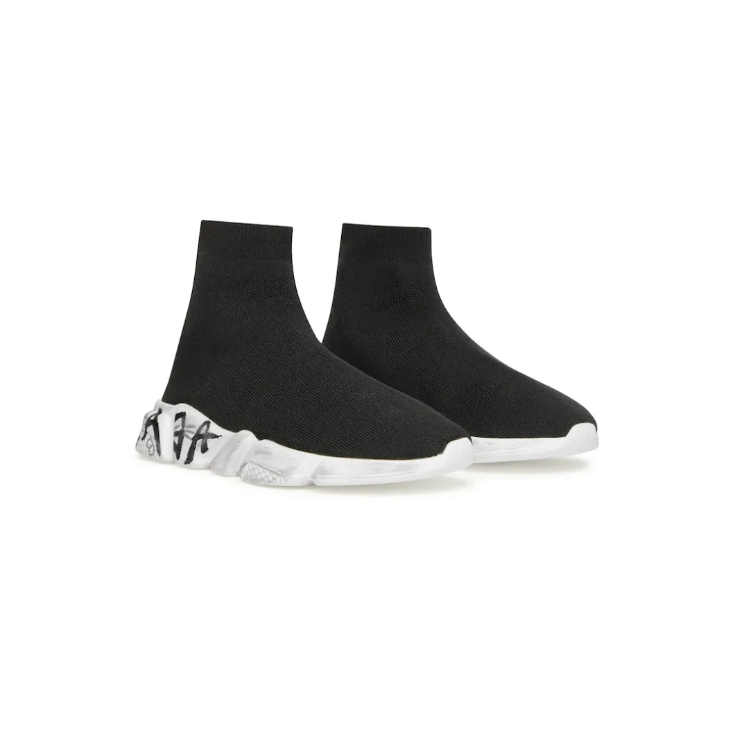 Bambini - Sneakers Speed Graffiti In Maglia Riciclata in Nero