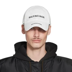 Berretto Double Logo in Bianco