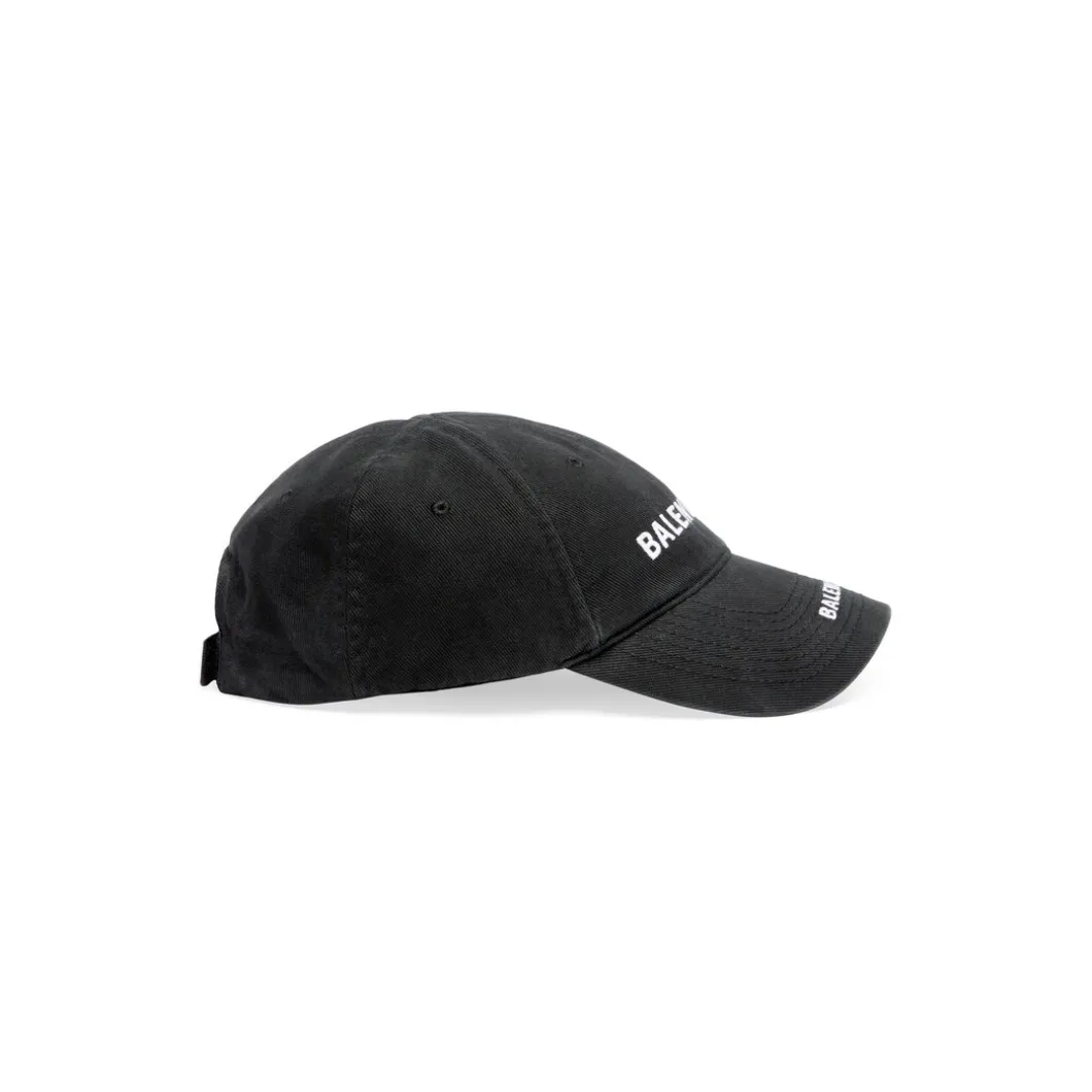 Berretto Double Logo in Nero Délavé