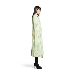 Blusa A Pieghe Con Foulard Lilies da Donna in Verde