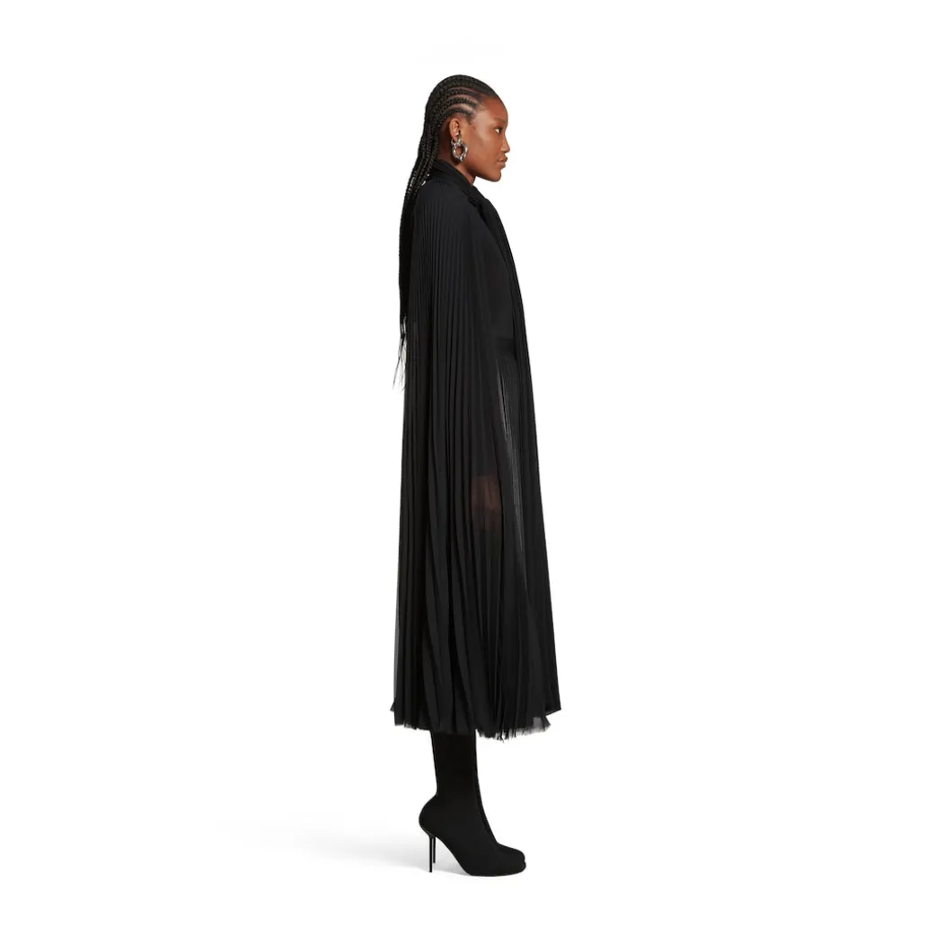 Blusa A Pieghe Con Foulard da Donna in Nero