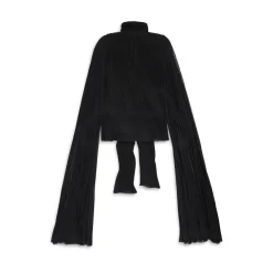 Blusa A Pieghe Con Foulard da Donna in Nero
