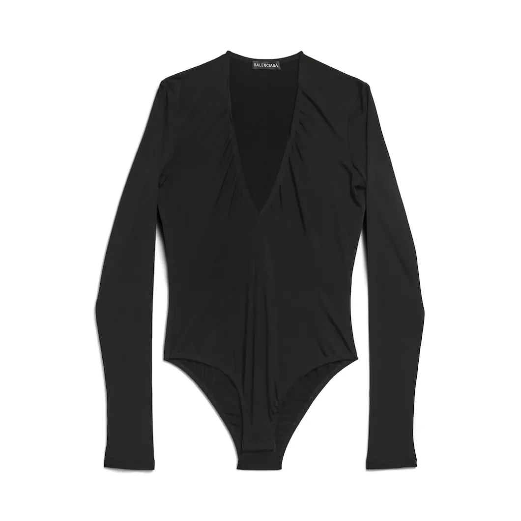 Body Con Scollo A V da Donna in Nero