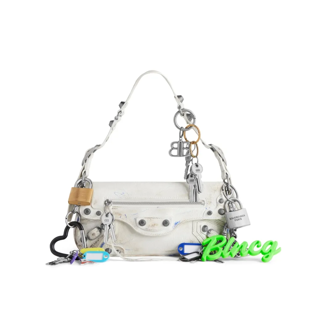 Borsa A Tracolla Le Cagole Piccola Effetto Used Con Charm da Donna in Bianco