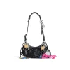 Borsa A Tracolla Le Cagole Xs Effetto Used Con Charm  da Donna in Nero