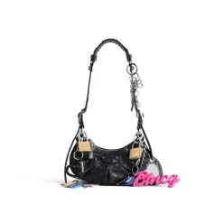 Borsa A Tracolla Le Cagole Xs Effetto Used Con Charm  da Donna in Nero