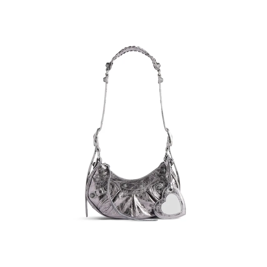 Borsa A Tracolla Le Cagole Xs Metallizzata da Donna in Argento