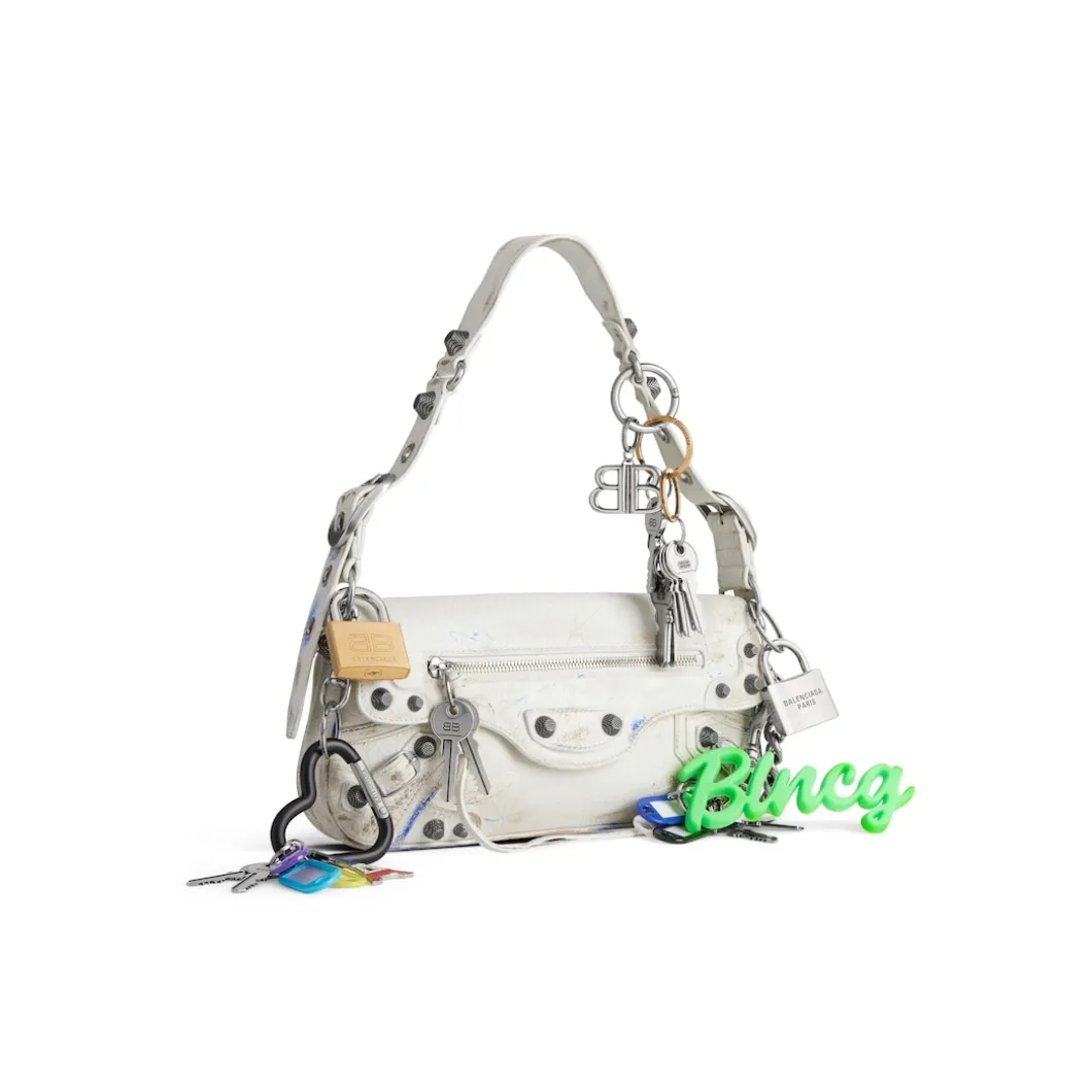 Borsa A Tracolla Le Cagole Piccola Effetto Used Con Charm da Donna in Bianco