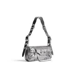 Borsa A Tracolla Le Cagole Xs Metallizzata da Donna in Argento