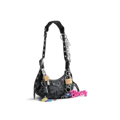 Borsa A Tracolla Le Cagole Xs Effetto Used Con Charm  da Donna in Nero