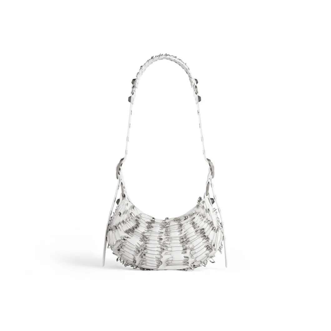 Borsa A Tracolla Le Cagole Xs Con Spille Da Balia da Donna in Bianco Ottico